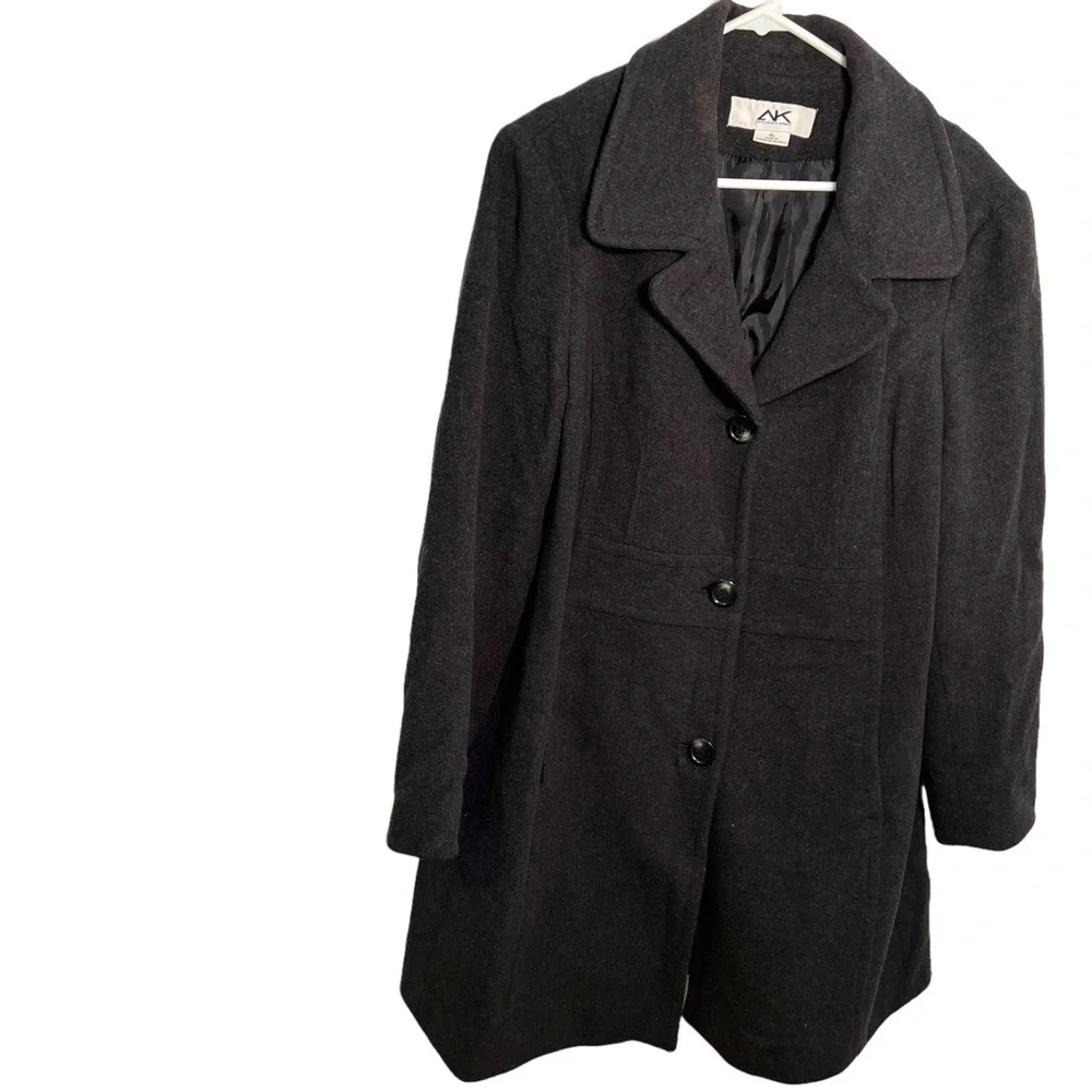 Anne Klein Sport Women's Size XL Peacoat Dark Charcoal Gray Button Down Pockets